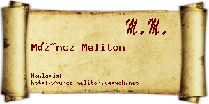 Müncz Meliton névjegykártya